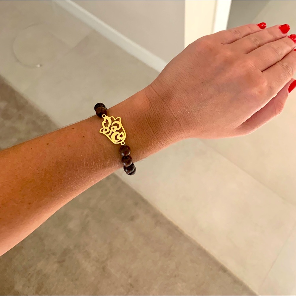 Brown and gold beaded bracelet